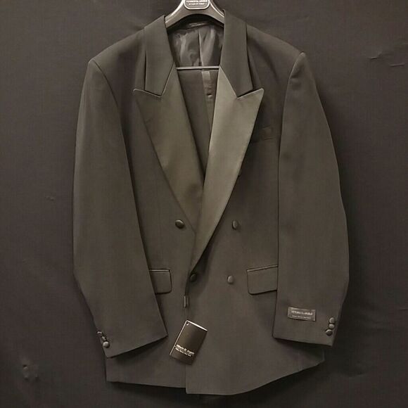 MEN'S VITTORIO ST. ANGELO BLACK DB TUXEDO 42L - Picture 1 of 8